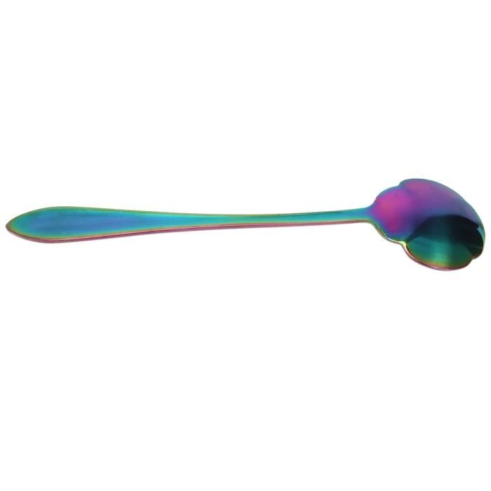 Lot De 8 Cuillères à Café En Acier Inoxydable - Formes De Fleurs, Polies Miroir, Lavables Au Lave-Vaisselle - 8