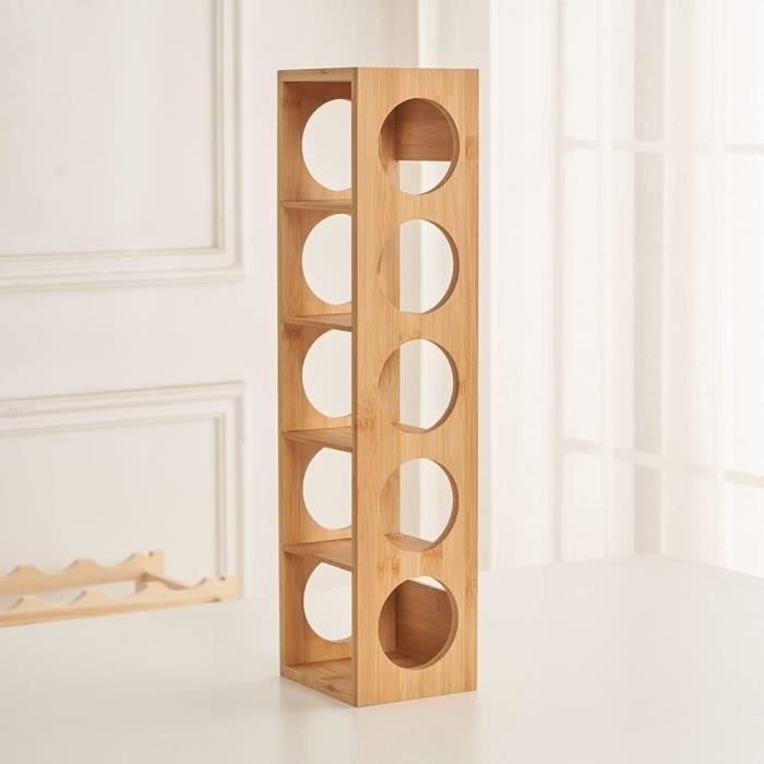 Casier à Bouteilles Casier à Vin En Bois HUOLE - Pour 5 Bouteilles - Blanc - 13,5*12*53cm Rangement Bouteille