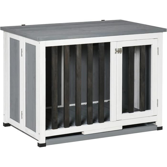 Cage Transport Chien Taille L PawHut - 77x47x55 Cm - Métal Noir Pliable