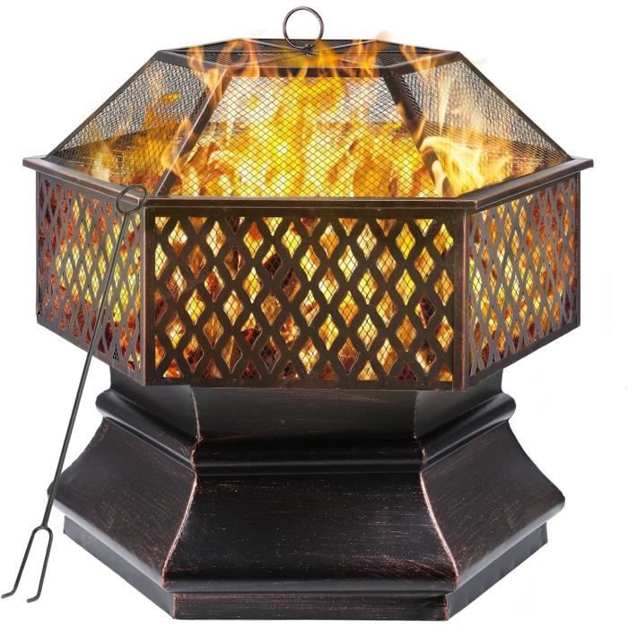 Brasero Extérieur Tillvex 3 En 1 - Foyer, BBQ Et Seau à Glace Pour Jardin