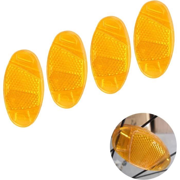 Lot De 4 Catadioptres De Roue BAOSROY – Orange, Haute Réflectivité, Installation Sans Outil, Pour Vélos Et Motos