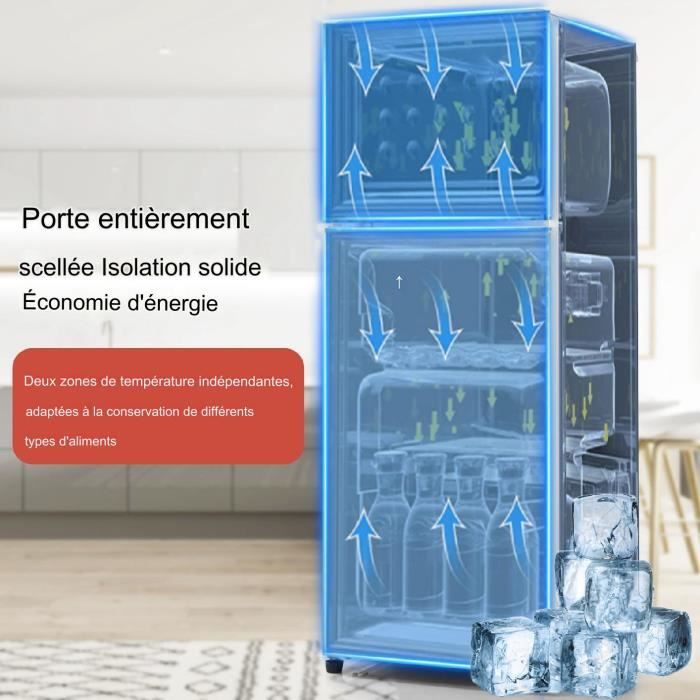 Réfrigérateur Rétro SUNFECILI – Réfrigérateur 2 portes à économie d'énergie, hauteur 105,5 cm, largeur 41 cm