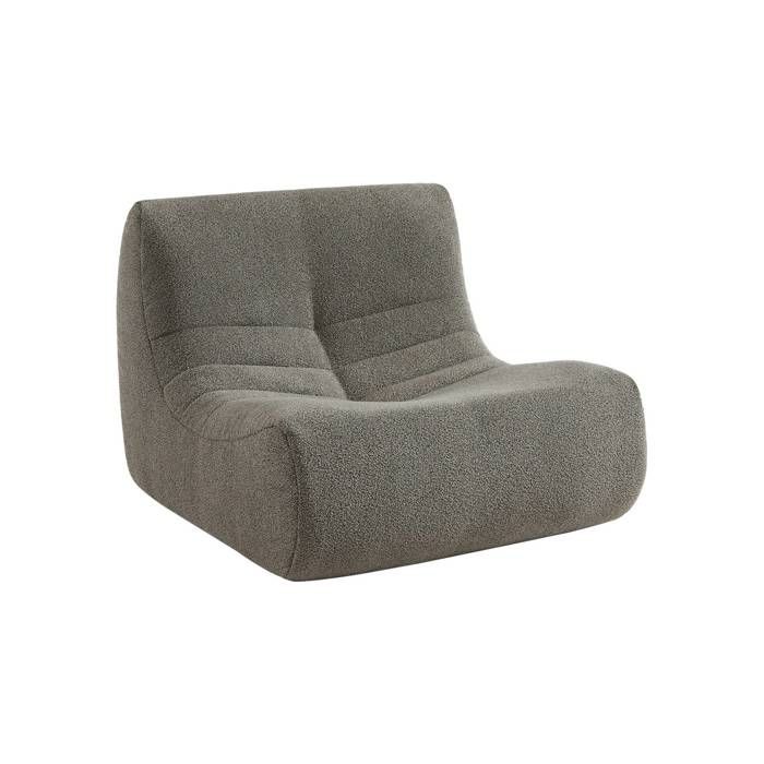 fauteuil chauffeuse en bouclette texturée gris style contemporain 1 place