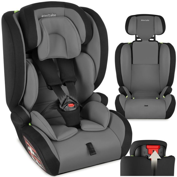 Siège auto - TECTAKE - Harnais SOPHIE à 5 points avec protection contre les chocs latéraux charge maximale 36kg - Gris foncé/Noir