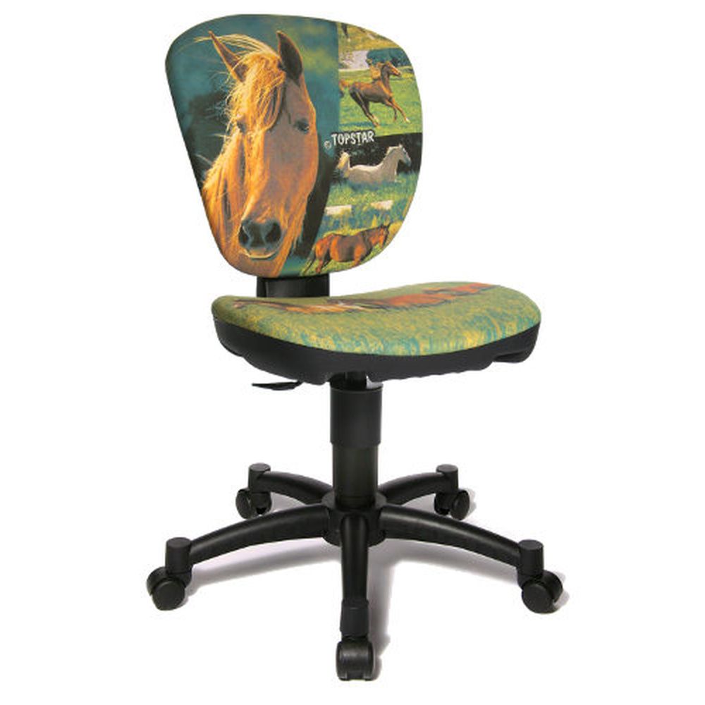Siège de bureau enfant / Siège pivotant MAXX KID, motif chevaux vert