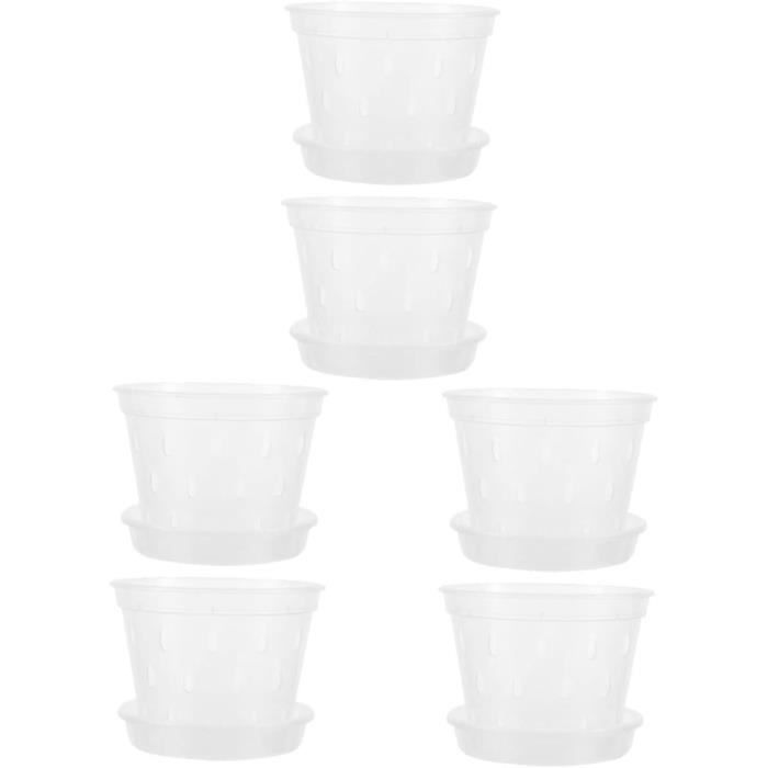 HEMOTON Lot De 4 Pots à Orchidées Transparents Avec Drainage