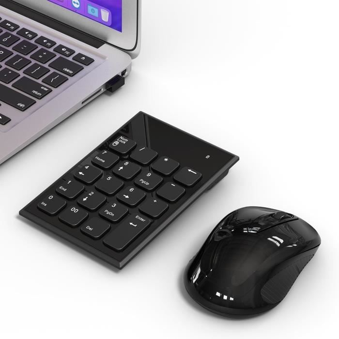 Combo Clavier Numérique Et Souris Sans Fil, Portable Ultra Fin 2,4 Ghz ...