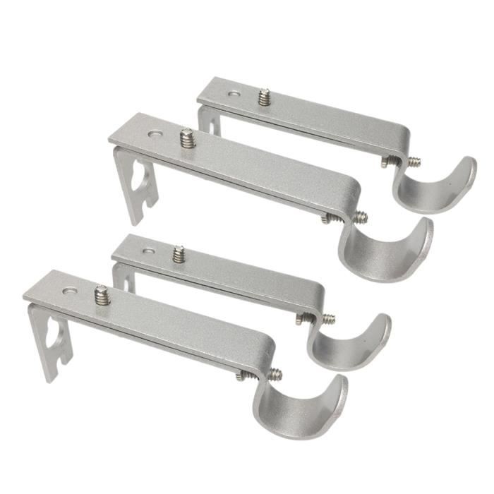 Supports Fixation Murale pour Tringle à Rideau Réglable 2x argent - Maison