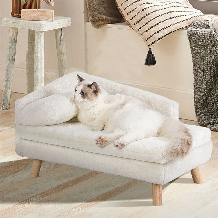 Comparer les prix de Canapé pour Chien Petite Taille Lit pour Chat Surélevé Fauteuil pour Chat Déhoussable 70x40x39cm