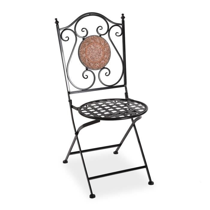 chaise de jardin trumpington - versa - mosaïque en métal - noir et rouge - 92 x 50 x 39 cm
