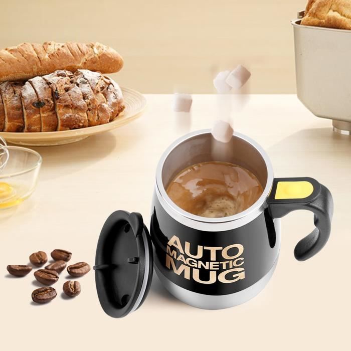 Tasse à Café à Agitation Magnétique Automatique, Tasse de Mélange en Acier Inoxydable Alimentée par USB, Capacité de 400 ml pour la Maison et le Bureau, Respirante, YISHFHP, Blanc