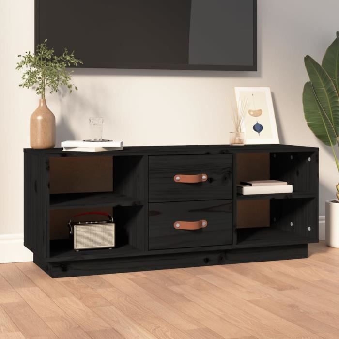 vidaXL Meuble TV Noir 100x34x40 cm Bois de pin massif 818229