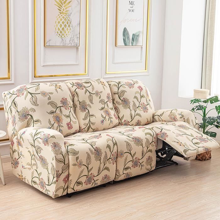 Housses De Canapé Inclinable Extensible Velours – 4 Pièces – Pour Fauteuil Relax