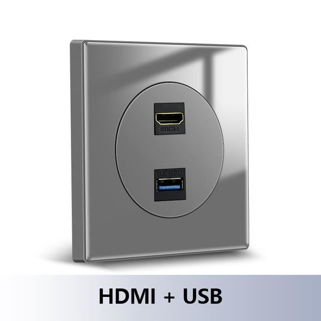 INTERRUPTEUR,HDMI USB Data--Interrupteur à bascule LED, prise