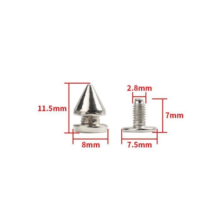 Clous Punk Métal Blanc - Lot De 50 Pics Pyramidaux à Visser Pour Customisation Cuir, Vestes, Accessoires