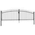 4784Mall® Double portail avec haut sous forme de lance 400 x 200 cm Clôture Grillage Brise vue|Portail de clôture|Porte de jardin|Po-1
