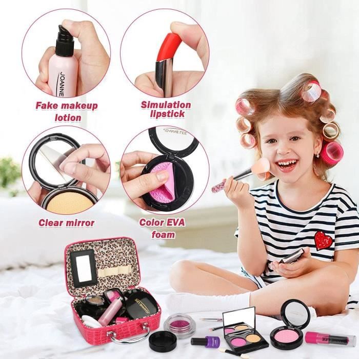 Maquillage Enfant Jouet Fille, Lavable Petite Fille avec Malette Make Up  Set Cadeau de Anniversaire Jouet pour Fille 3 4 5 6 7 8 Ans