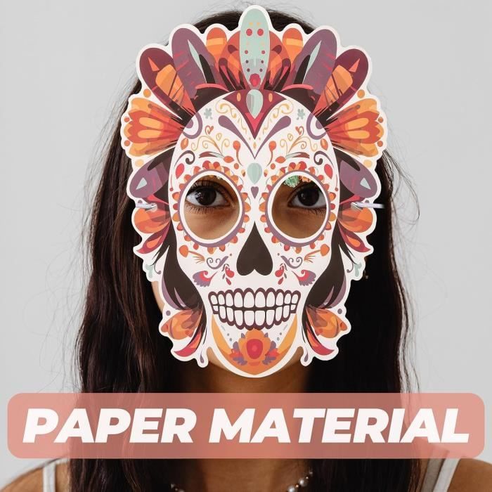 100 pièces Papper bricolage fête masque peinture créative Halloween noël  fête masque enfants femmes hommes bricolage demi-visage masques complets