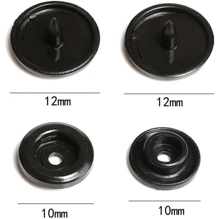 Lot De 10 Boutons En Forme D'Étoile M10 En Plastique Noir Avec Trou