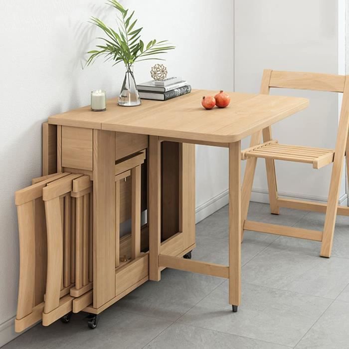 Table Gain de Place Table a Manger Pliante Table de Cuisine a Abattant Table Mobile Extensible en Bois Massif pour Cuisine 686 Cdiscount Maison
