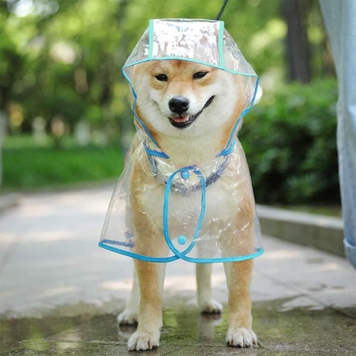 Manteau imperméable pour chiens de petite taille et chats, avec capuche,  réglable, en PVC, transparent, et