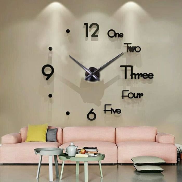 Retoo Horloge Murale 3D DIY Sans Cadre - Cadran Variable 70 à 130 Cm - Mécanisme Silencieux - Sticker Adhésif - Moderne Pour Salon, Chambre, Bureau - Noire Chiffres En Mousse EVA Retoo Horloge Murale 3D DIY Sans Cadre - Cadran Variable 70 à 130 Cm - Mécanisme Silencieux - Sticker Adhésif - Moderne Pour Salon, Chambre, Bureau - Noire Chiffres En Mousse EVA
