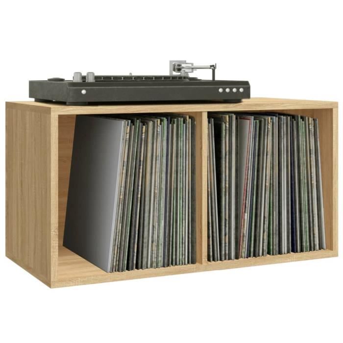 Boîte de rangement de vinyles Chêne sonoma 71x34x36cm Aggloméré - Cdiscount  Maison