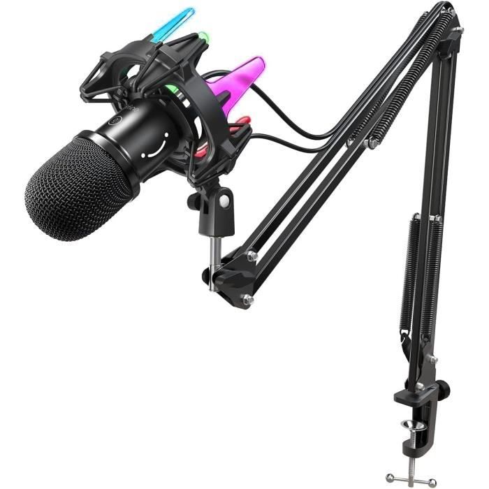 WE Gamium microphone gamer RGB avec touches de contrôle de volume et 15  modes de couleurs
