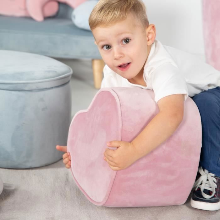ROBA Fauteuil Enfant Lil Sofa - Pieds En Bois Stables - Velours Rose