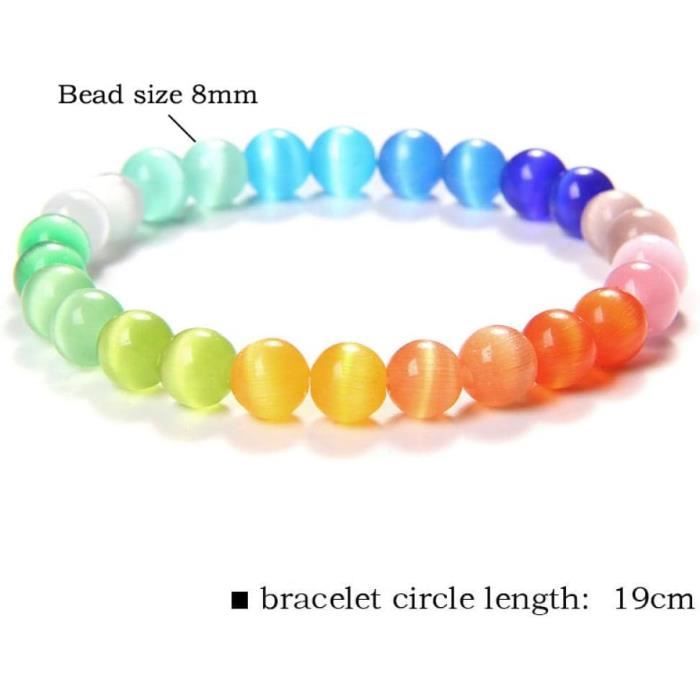 Bracelet octobre rose, bracelet oeil de chat, modèle avec inserts, perles 6  millimètres qualité aaa, logo foncé - Un grand marché