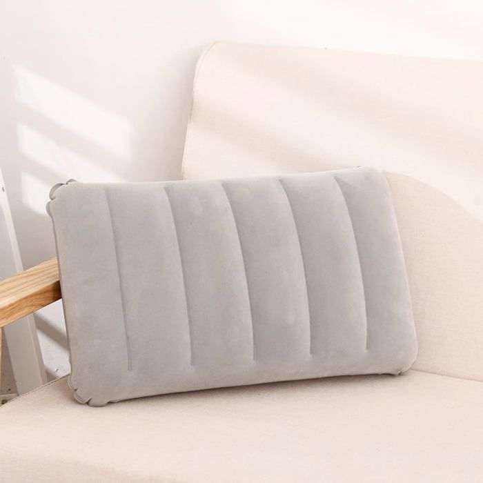 Coussin Gonflable EIHI – Léger Et Compact Pour Voyage, Camping, Plage Et Randonnée – Tissu Séchage Rapide – Gris, 34x22 Cm