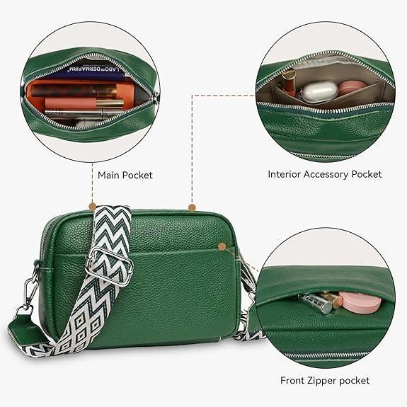 Sac à Bandoulière Femme ABOUME En Cuir Véritable - Petit Sac Main Avec Bandoulière Réglable