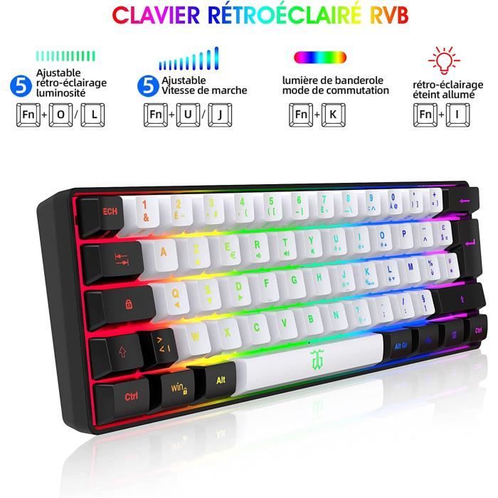 60% Clavier de Jeu Mécanique, Compact Portable Mini 62 Touches,  FilaireType-C Gaming Keyboard, 19 RGB Chroma Rétroéclairé, QWERTY UK  (Interrupteur