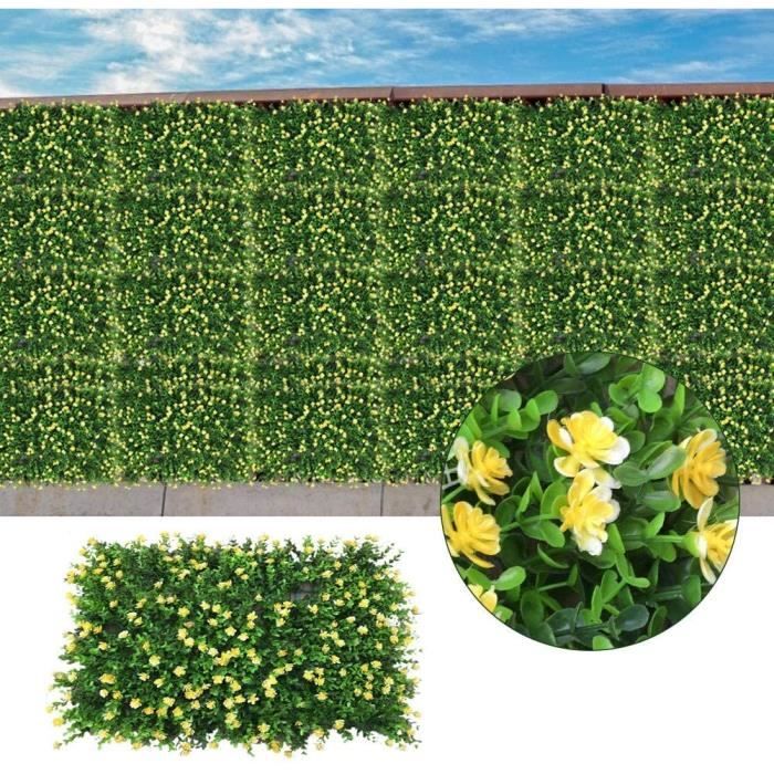 Lot De 6 Panneaux Haie Artificielle Buis - Brise-vue Décoratif Intérieur/extérieur - 40x60 Cm Vert Foncé