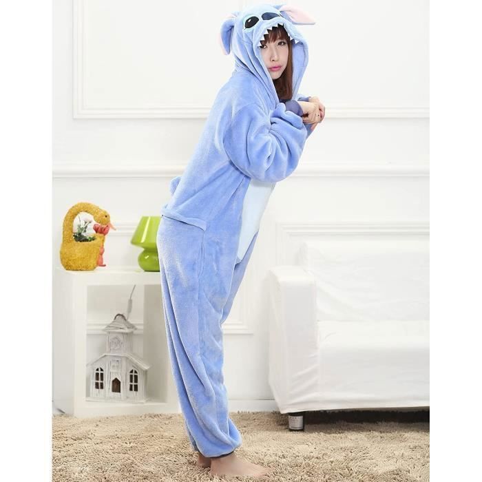 Pyjama Deguisement Stitch Adulte Onesie Combinaison Costume Cosplay pour  Femme Homme