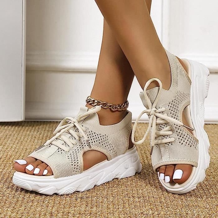 Sandales orthopédiques pour Femmes Muffins à Lacets Plateforme - Main Image