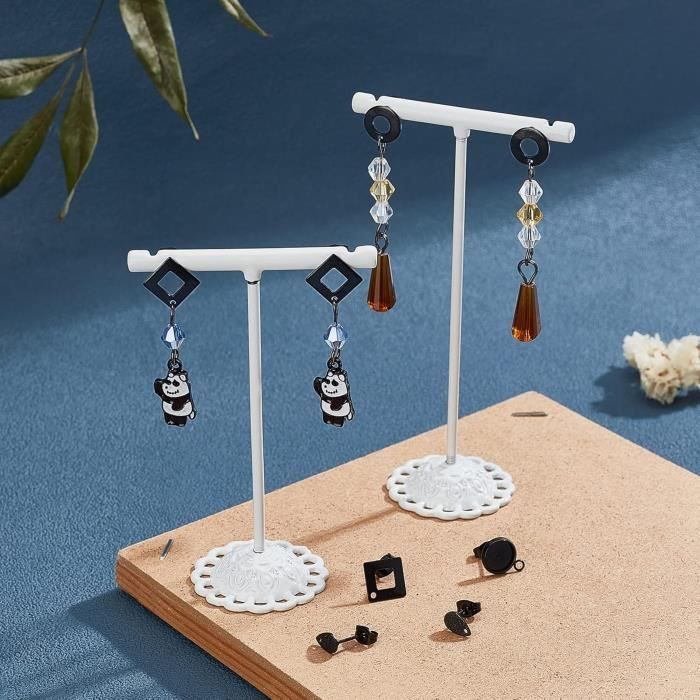 UNICRAFTALE 24pcs Électrophorèse Noir Plat Rond Avec Des Résultats Boucle Oreille Texturés 304 Clous D'Oreille En Acier Inoxydable Avec Écrous D' Oreille Et Boucle 1.5/1.6mm Petit Trou