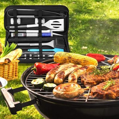 Set De 30 Ustensiles Barbecue En Acier Inoxydable - Avec Mallette En Aluminium 43x25x7,5 Cm, Pour Professionnel, Camping, Jardin - 2