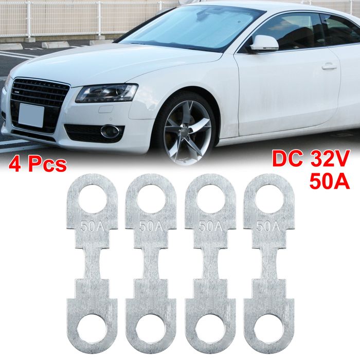 10 Fusibles Plats Argenté 32V Pour Voiture/Camion - Zinc, 42x12mm, Courant Max 150A