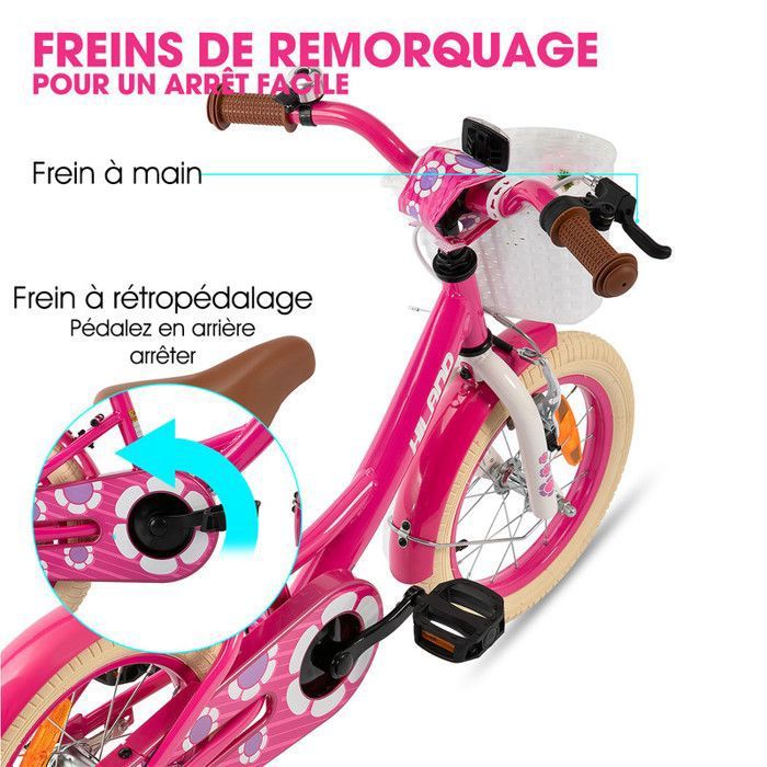 CHERIREN Vélo Enfant 12 Pouces - Vélo Avec Roues Stabilisatrices Et Panier, Acier Carbone Réglable