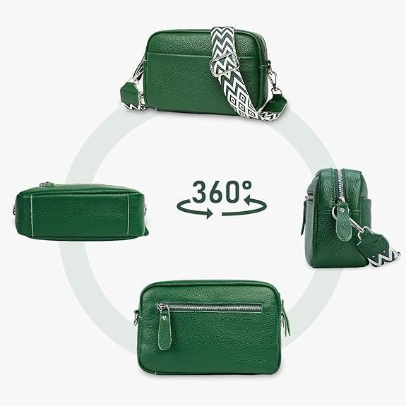 Sac a Bandouliere pour Femme Sac Bandouliere Cuir Veritable Femme Sac a Main avec Large Bandoulieres Amovible et Reglable Vert Cdiscount Bagagerie Maroquinerie