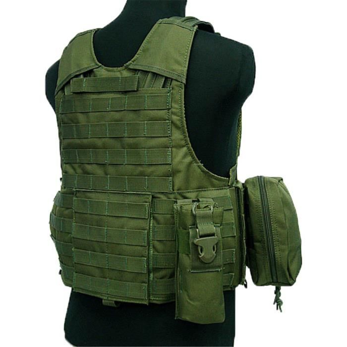 Gilet Tactique Militaire - Nylon 600D, Plaque Porte-gilet, Modulable - Pour Airsoft, Chasse, Randonnée