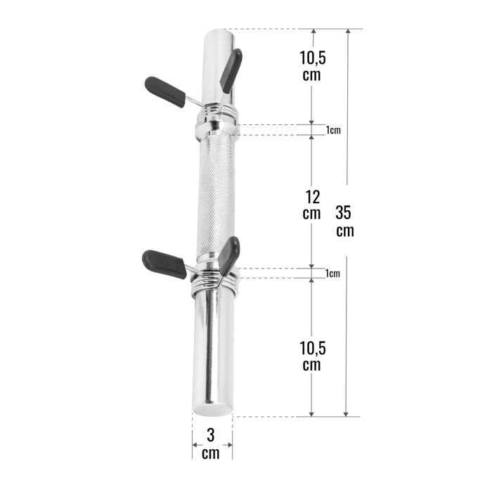GORILLA SPORTS Barre Haltères Courte 35/42 Cm – Poignée Moletée 30 Mm, Charge 100 Kg