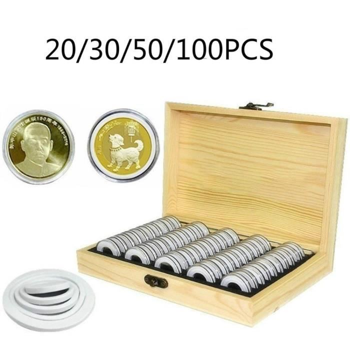Boîte de rangement en bois de pièces de monnaie en bois de pin