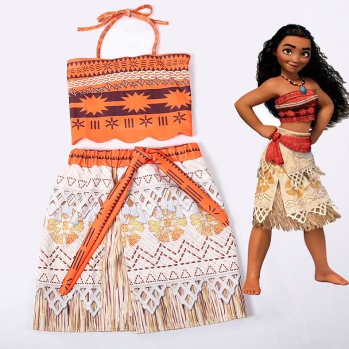 Deguisement de Princesse Vaiana Enfant Fille Moana Robe Fete Vetement 1 2 Pieces 2 8 Ans 130 cm Cdiscount Jeux Jouets