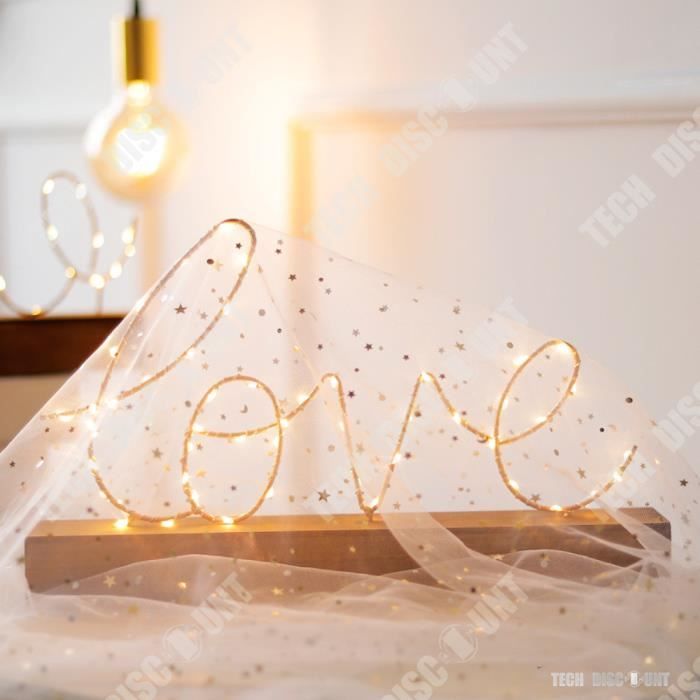 Enseigne Lumineuse LOVE à LED - 22cm, Alimentation Piles - Décoration Mariage/Fête