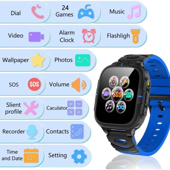 Montre Connectée pour Enfants avec 24 Jeux, Réveil, Écran Tactile, Caméra et Lecteur de Musique main image 0