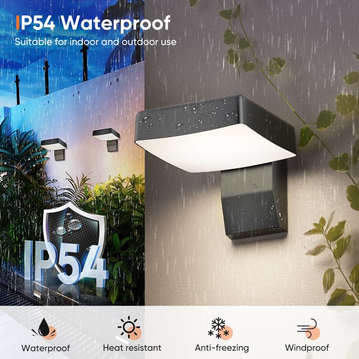 Appliques Murales Extérieures LED - Étanche Ip54 - Lumière Blanche C 3000K - Noir - Maison