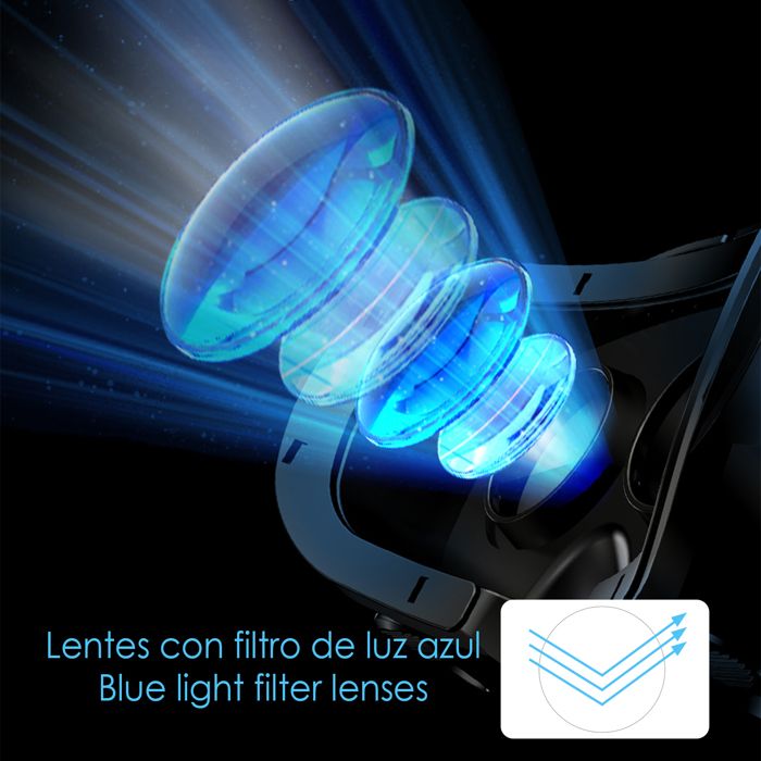 Casque VR Anti-lumière Bleue Réglable - Lunettes Réalité Virtuelle Grand écran, Confortables, Pour Smartphones IOS/Android, Films 360°