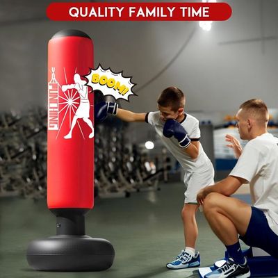 Quintrost Sac De Boxe Gonflable Pour Enfants 160cm - Set Complet Avec Gants Et Pompe, Idéal Pour Garçons Et Filles 3-12 Ans